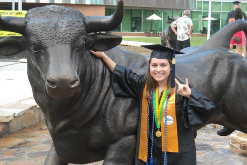 Rachel Gilmore, an alumna of CAS, at her graduation ceremony in 2012. (Photo courtesy of Rachel Gilmore)