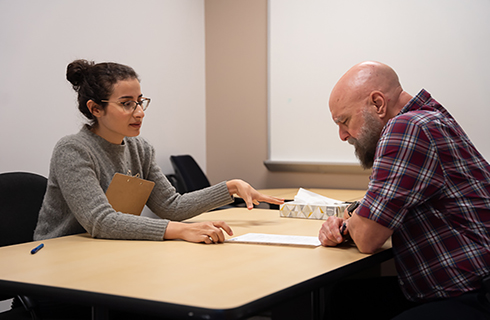 Graduate students work with patients under the oversight of the clinic’s supervisors and directors. (Photo by Corey Lepak)