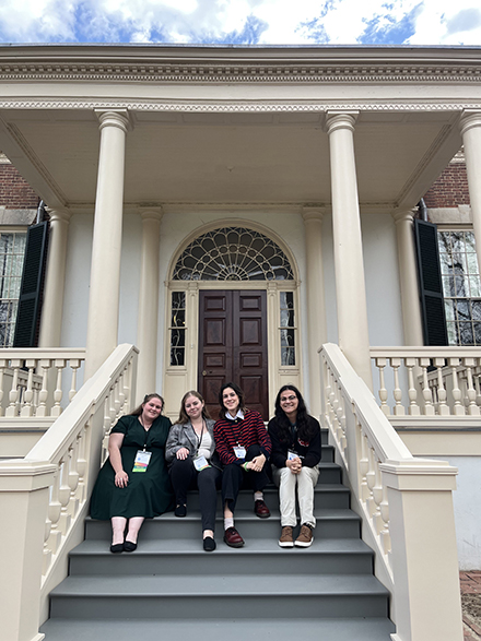 After their presentation, USF CAS students Hannah Rice, Emelia Brzakala, Anna Alieva and Joshua Valdez explored the Johns Hopkins University Homewood Museum. (Photo courtesy of Anna Alieva)