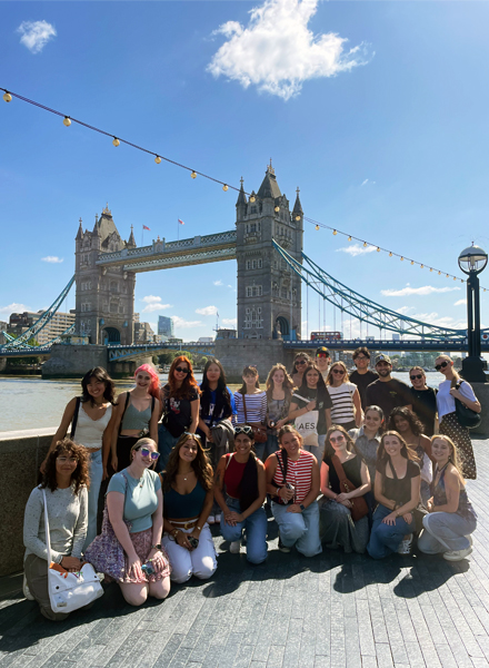Harry Potter Films students at Tower Bridge. Photo courtesy of Jessica Cook.