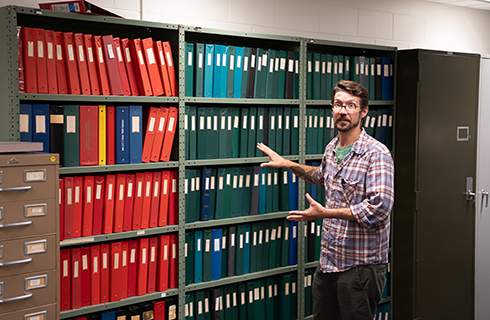 The archives within the herbarium include extensive research and texts, many of which have been authored by former USF faculty. (Photo by Corey Lepak)