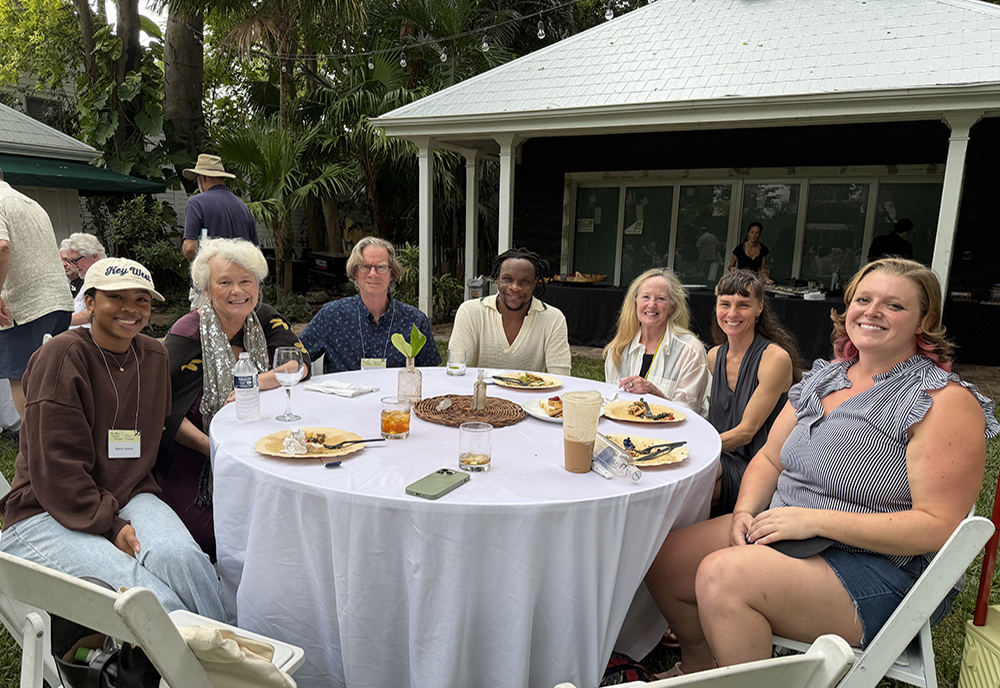 The workshop Blakelock (right) attended was led by Ishion Hutchinson (center), an award-winning poet and recipient of the Guggenheim fellowship. (Photo courtesy of Kallie Blakelock)