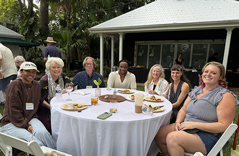 The workshop Blakelock (right) attended was led by Ishion Hutchinson (center), an award-winning poet and recipient of the Guggenheim fellowship. (Photo courtesy of Kallie Blakelock)