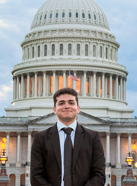 Political sciences major Santiago Zambrano making a lifelong dream of visiting Capitol building a reality through the GNSI DC Experience