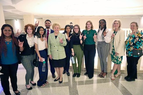 USF President Rhea Law and students in the LIP program show their USF pride during USF Day at the Capitol held Feb. 8 in Tallahassee.