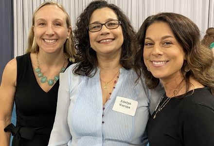 Edelyn Verona, PhD, (center) with Megan McGee, MPA, Police Special Projects Manager with the St. Petersburg Police Department (left), and Nicole Guincho, LMHC, Director of Clinical Services with Gulf Coast Jewish Family & Community Services