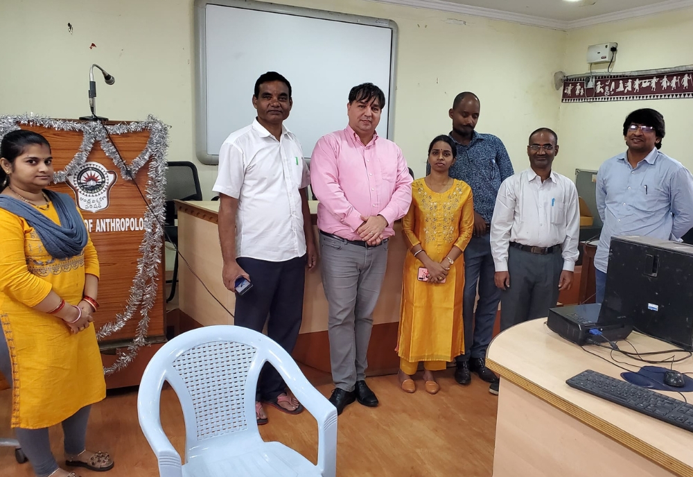 Dr. Jayaram with faculty and doctoral students from Andhra University. (Photo courtesy of Dr. Kiran Jayaram)