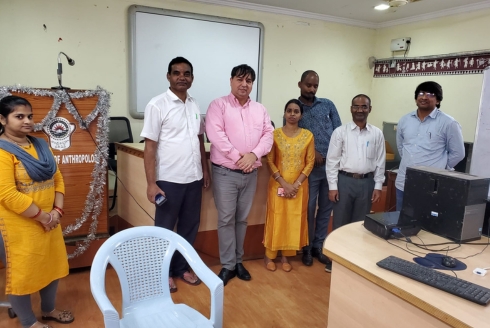 Dr. Jayaram with faculty and doctoral students from Andhra University. (Photo courtesy of Dr. Kiran Jayaram)