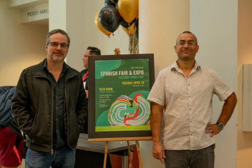 “Los Infiltrados” Director Alex Rivera (left) with Dr. Pablo Brescia, professor and organizer of the annual Spanish Fair and Expo. (Photo by Alessandra Casanova)