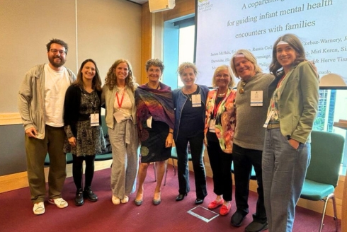 Members of the International Coparenting Collaborative (ICC) representing sites (from left) in Pavia, Italy (Michele Marchesi); Ankara, Turkey (Selin Salman-Engin); Toronto, Canada (Diane Phillip); Safed, Israel (Miri Keren); Rome, Italy (Silvia Mazzoni); Stockholm, Sweden (Monica Hedenbro); St. Petersburg, USA (James McHale); and Lausanne, Switzerland (Joelle Darwiche). (Photo courtesy of Dr. Yana Sirotkin)
