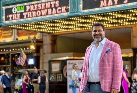 Mario Garcia at the premiere of “The Throwback” at the historic Tampa Theatre. (Photo courtesy of Mario Garcia)