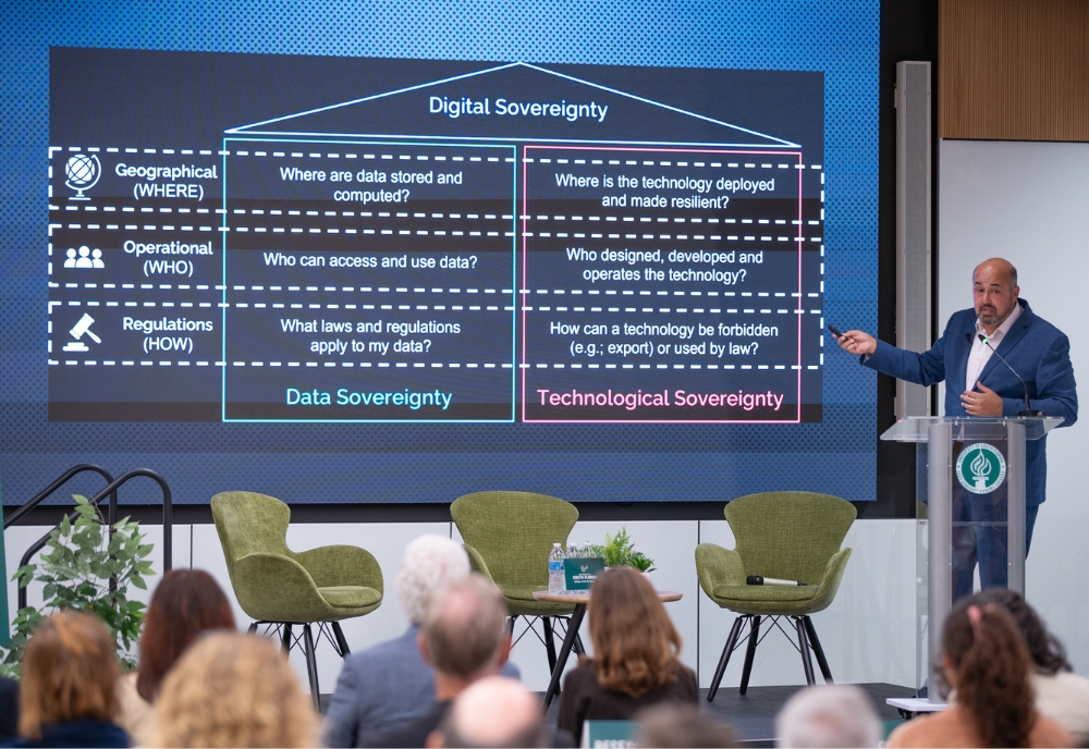 Dr. Vaidhyanathan explains the concept of digital sovereignty. (Photo by Corey Lepak)