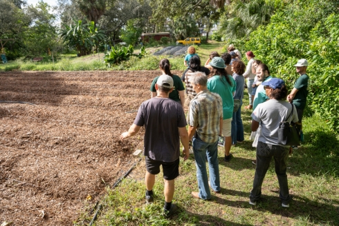 Attendees of this year’s Urban Food Sovereignty Summit toured the Sweetwater Organic Community Farm in Tampa, Fla. to experience a local food system in action. (Photo by Corey Lepak)