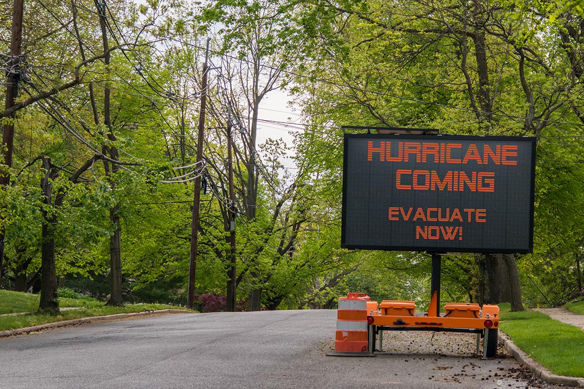 hurricane evacuation road sign