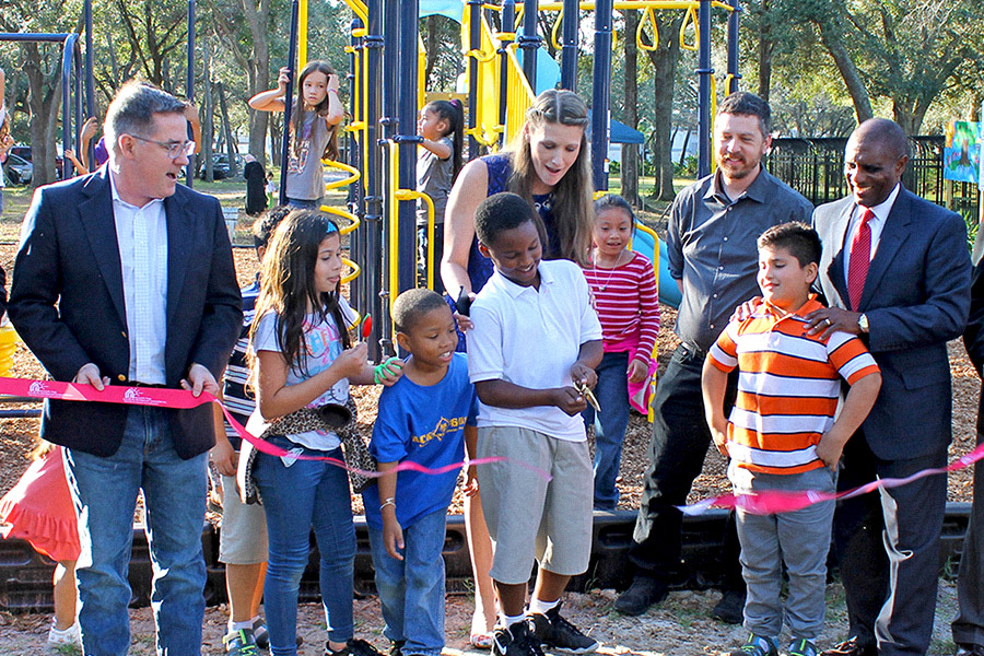 Ribbon cutting ceremony at community park