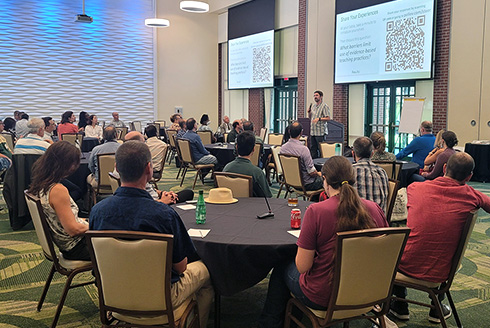 STEM faculty gathered for a workshop/luncheon to celebrate their teaching successes and to extend the vision for future improvements.