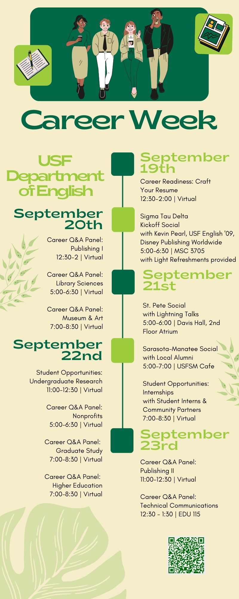 English Career Week Schedule Infographic