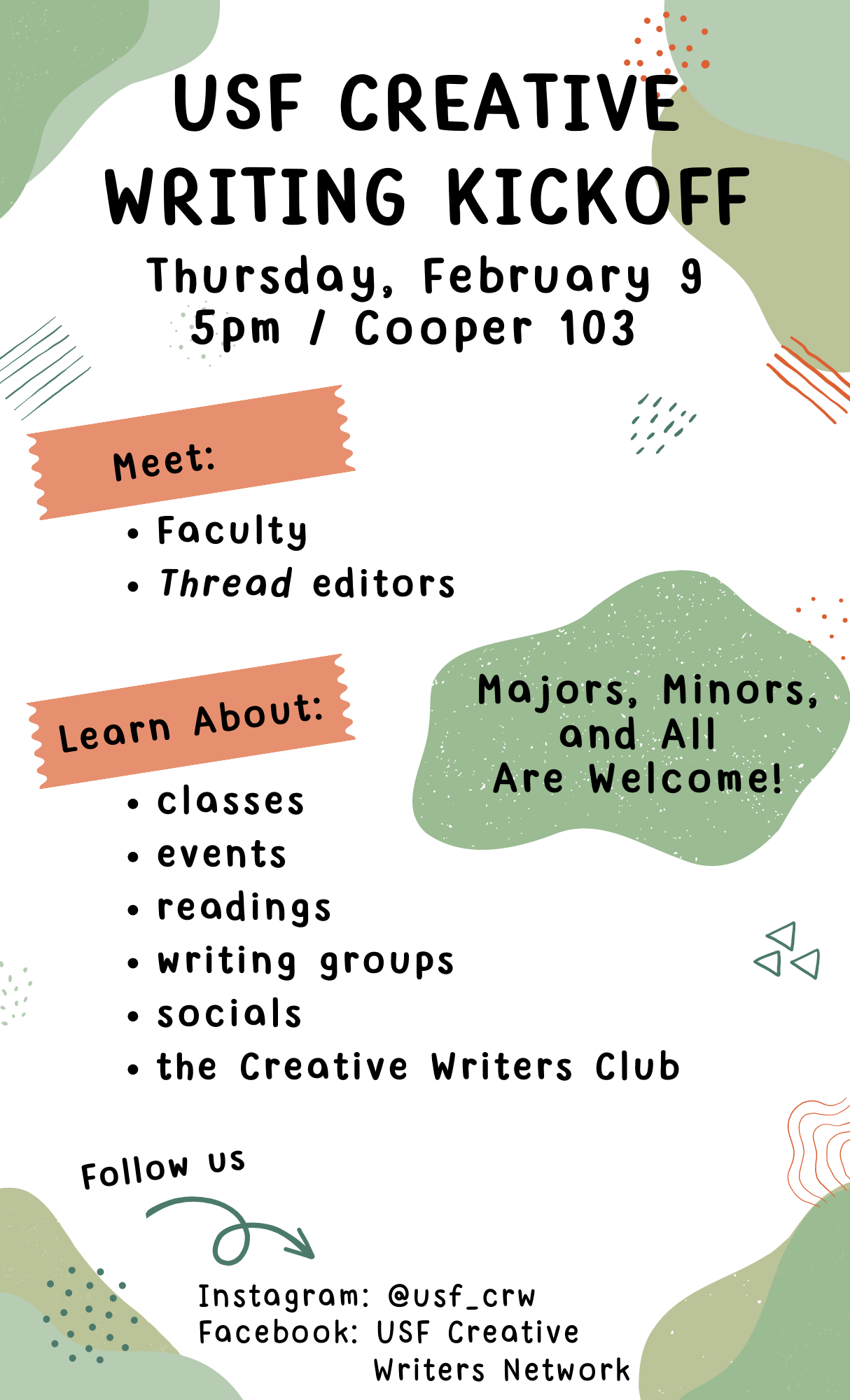 USF Creative Writing Kickoff Poster