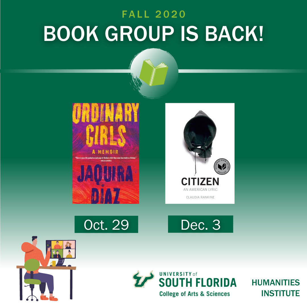 Flyer for Humanities Institute Book Group Events. Click for details.