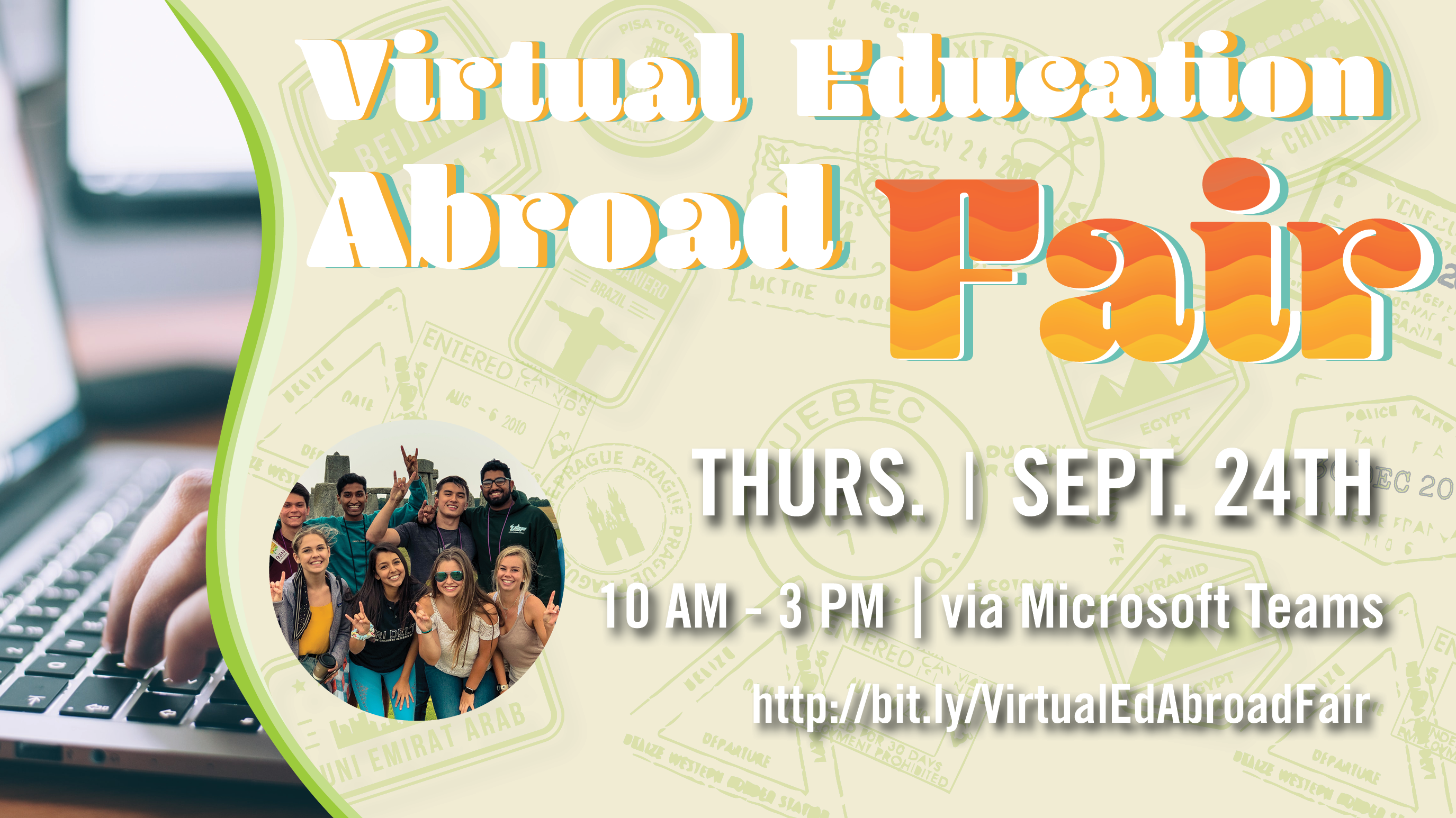 Flyer for virtual Education Abroad Fair. Click for details.