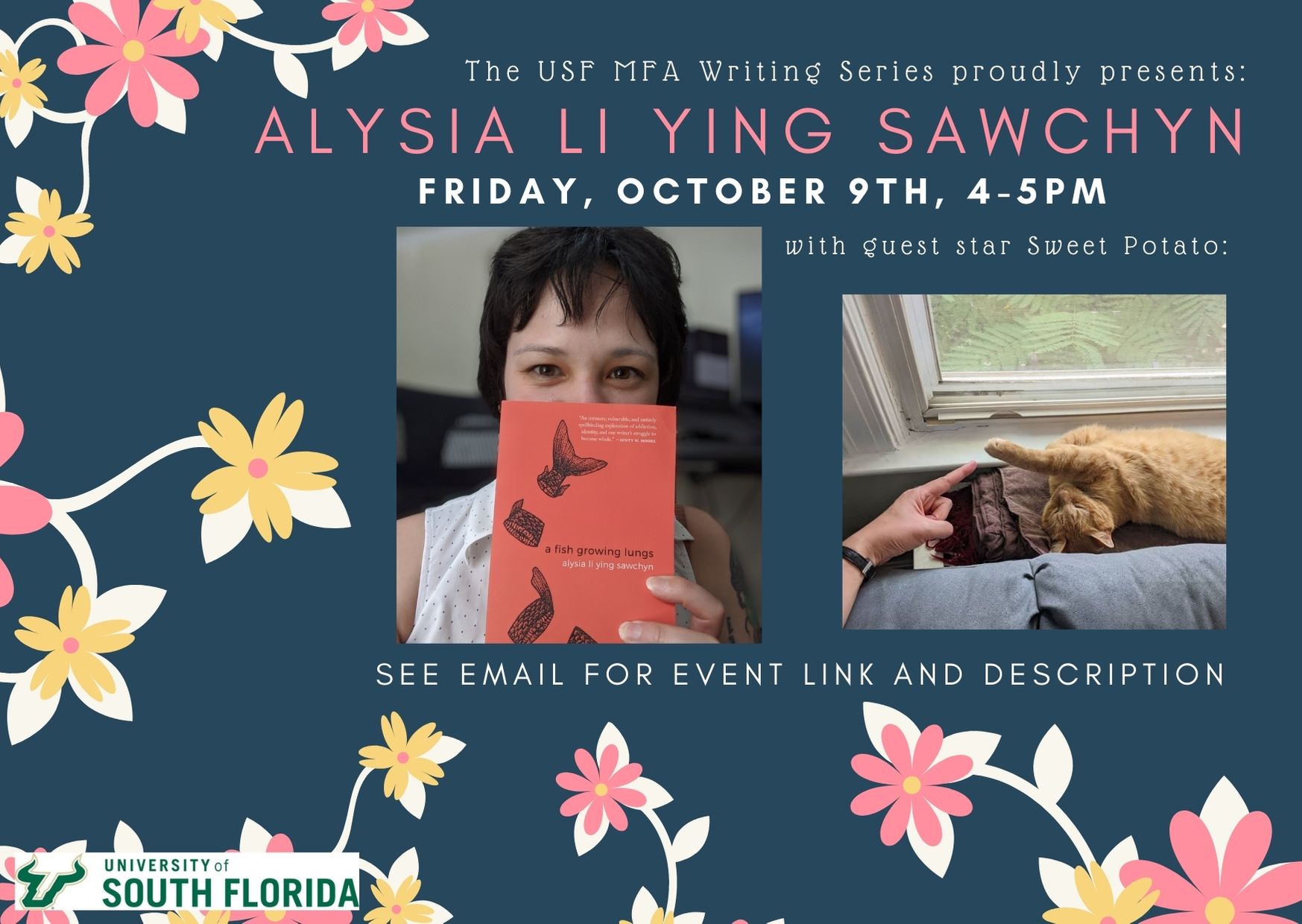 Flyer for MFA Visiting Writer: Alysia Sawchyn book & craft talk