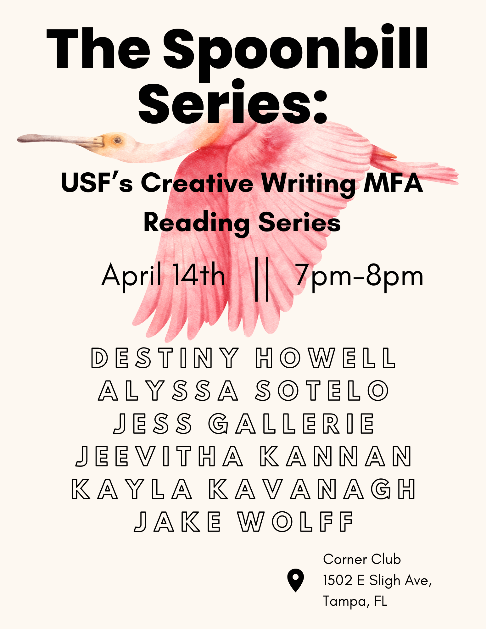 The Spoonbill Series April Flyer