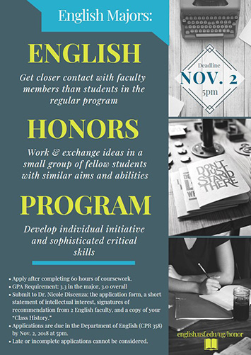 English Honors Application Deadline: Nov 2