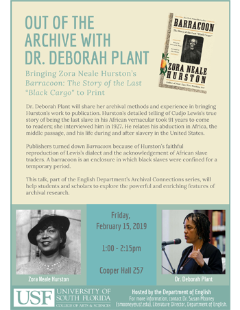 Flyer for "Out of the Archive with Deborah Plant." Click link for event details.