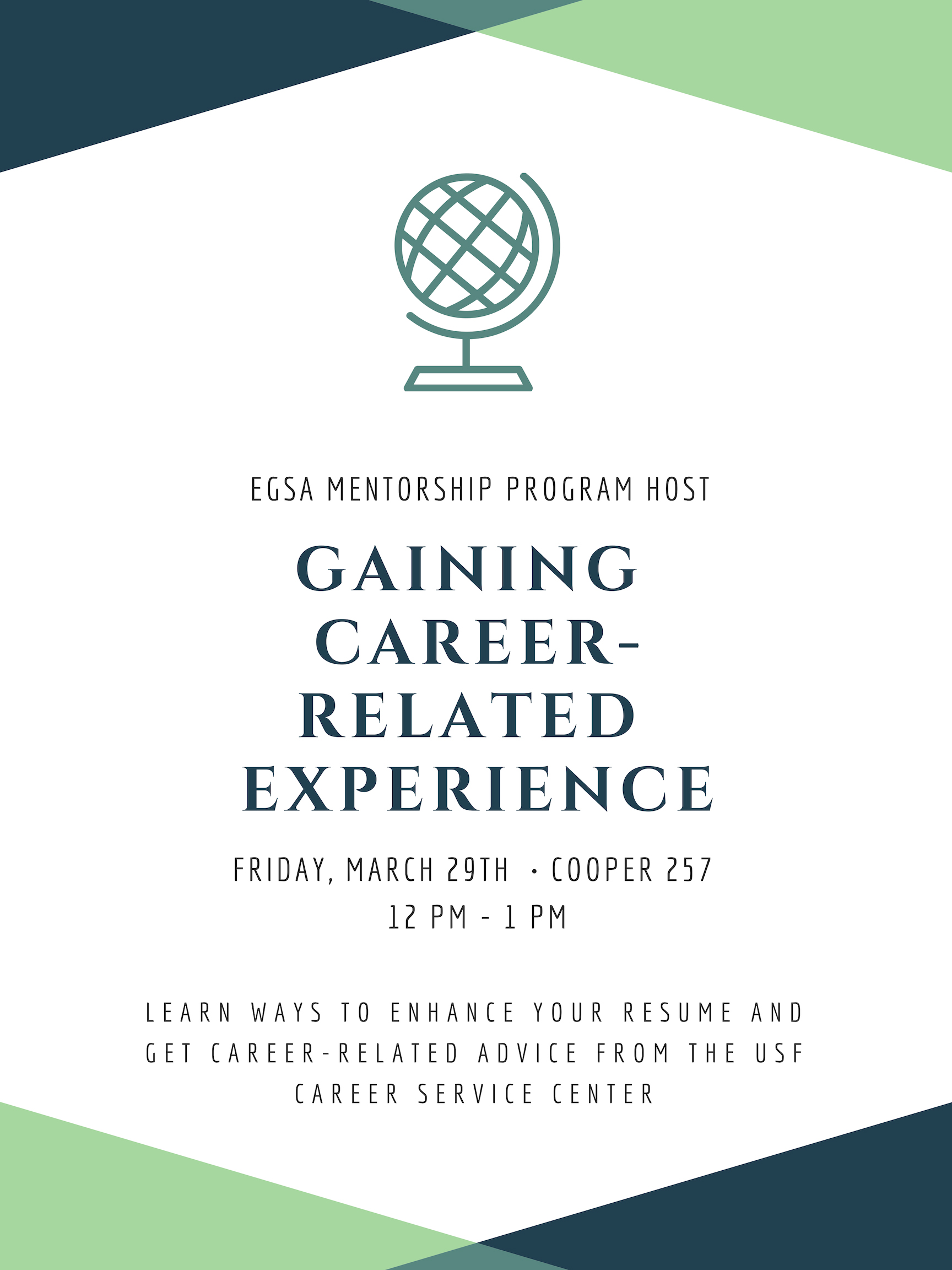 Flyer for EGSA Mentorship career event