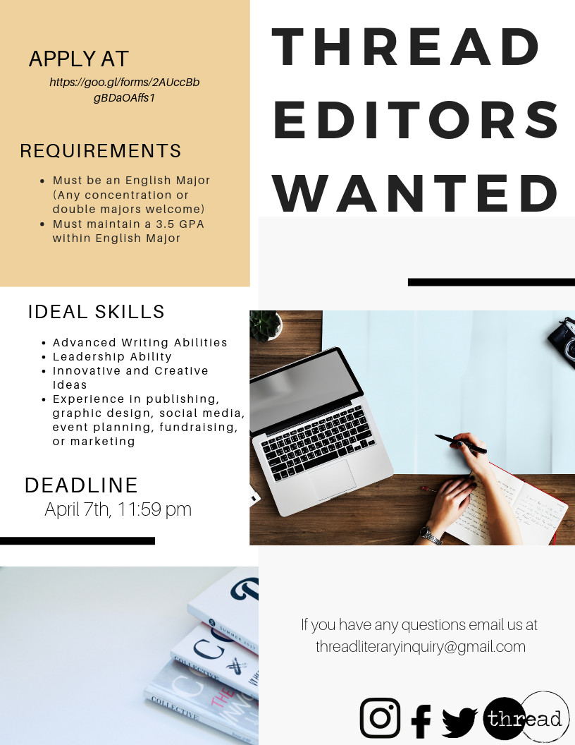 Flyer calling for Thread editor applications