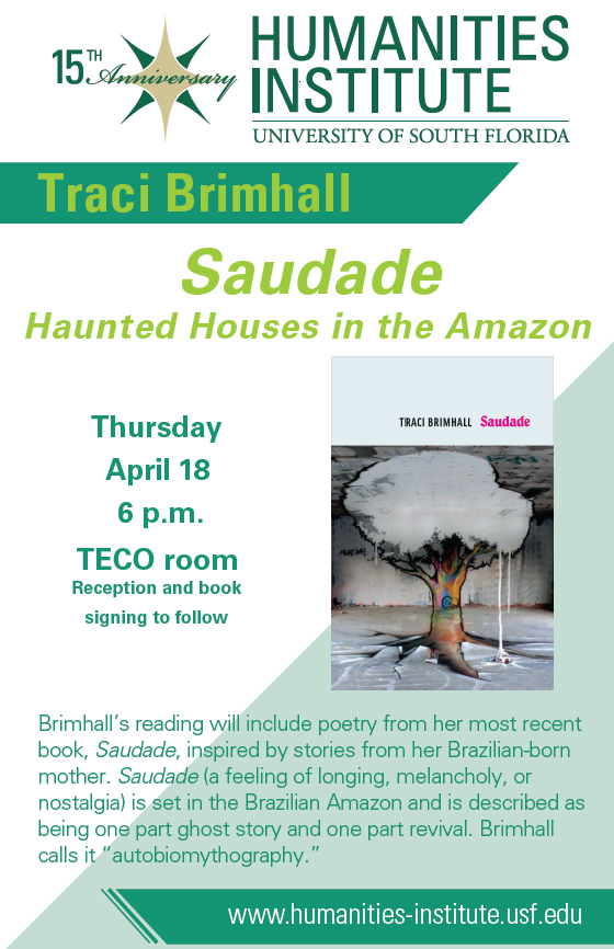 Event flyer for Traci Brimhall poetry reading