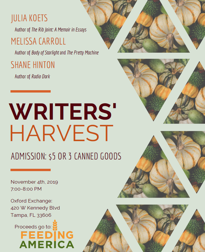 Flyer for Writers' Harvest 2019