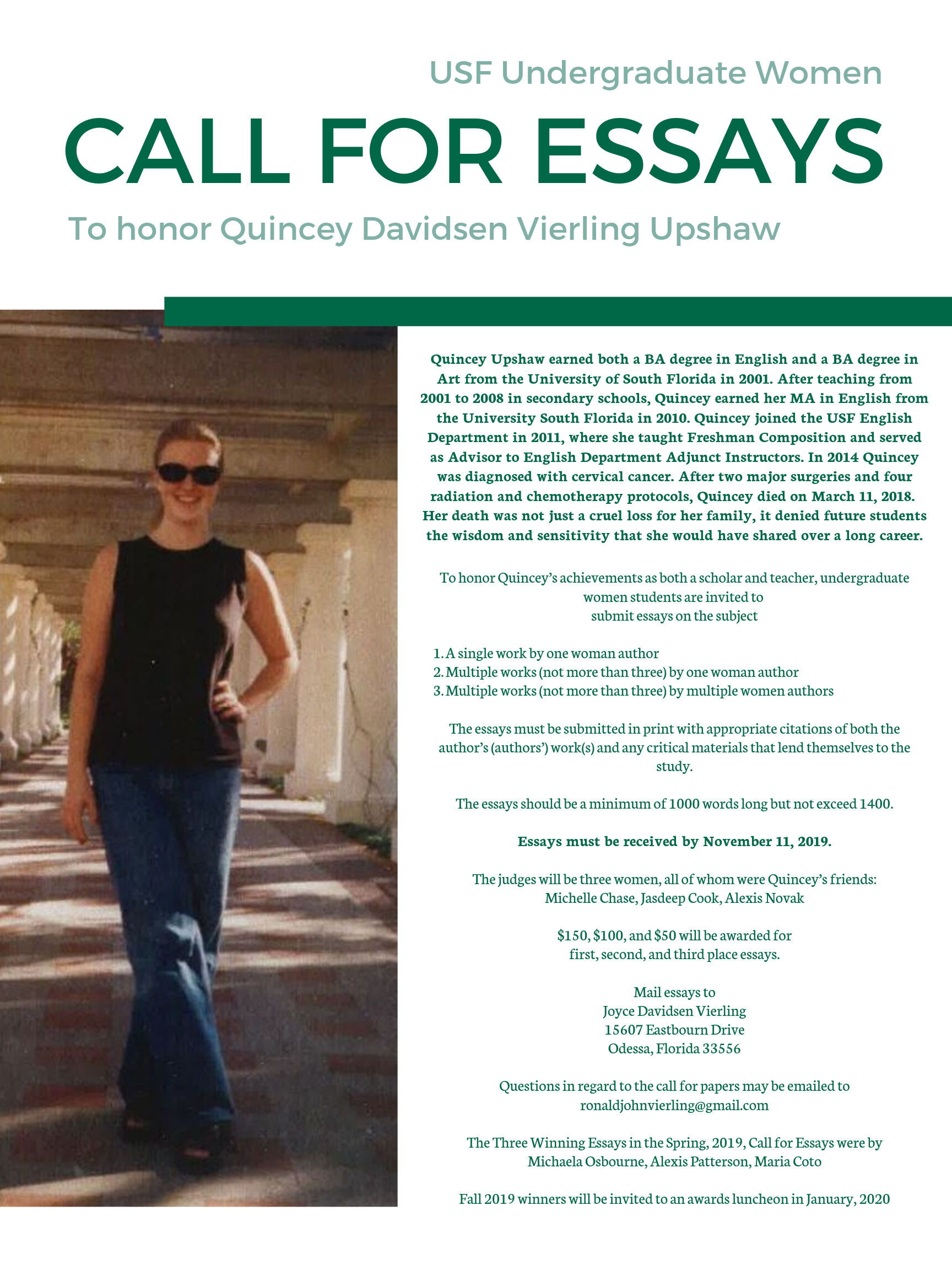 Image shows flyer calling for essays
