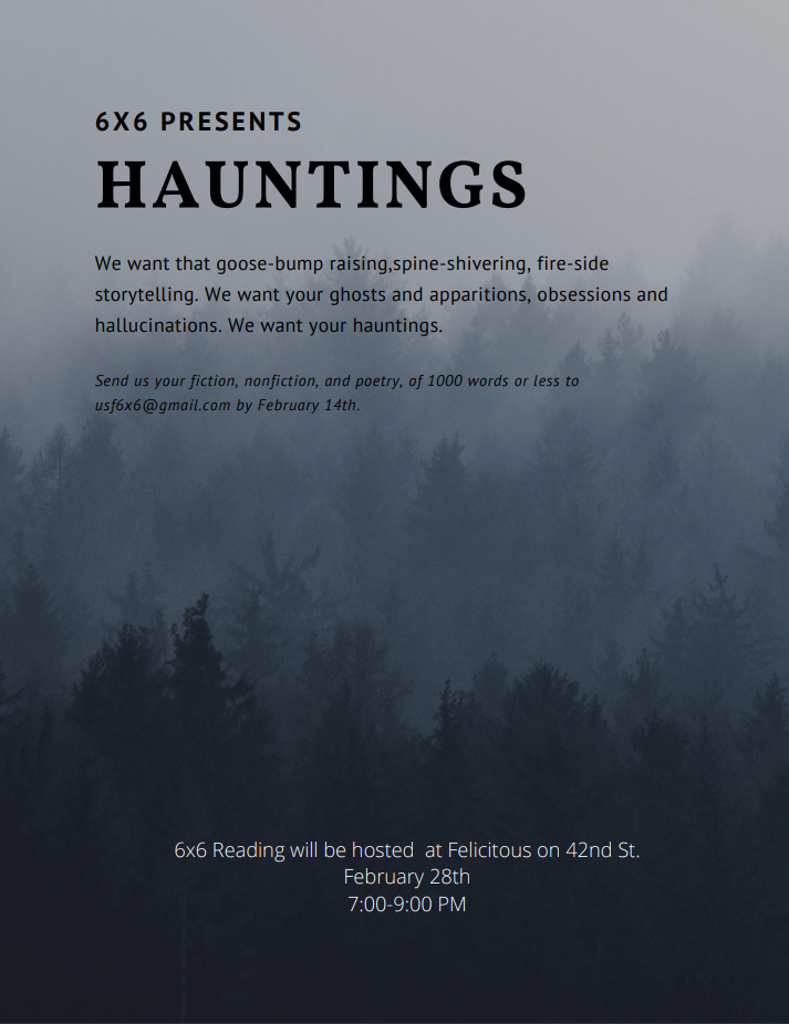 Flyer for 6x6 Hauntings. Click for details.