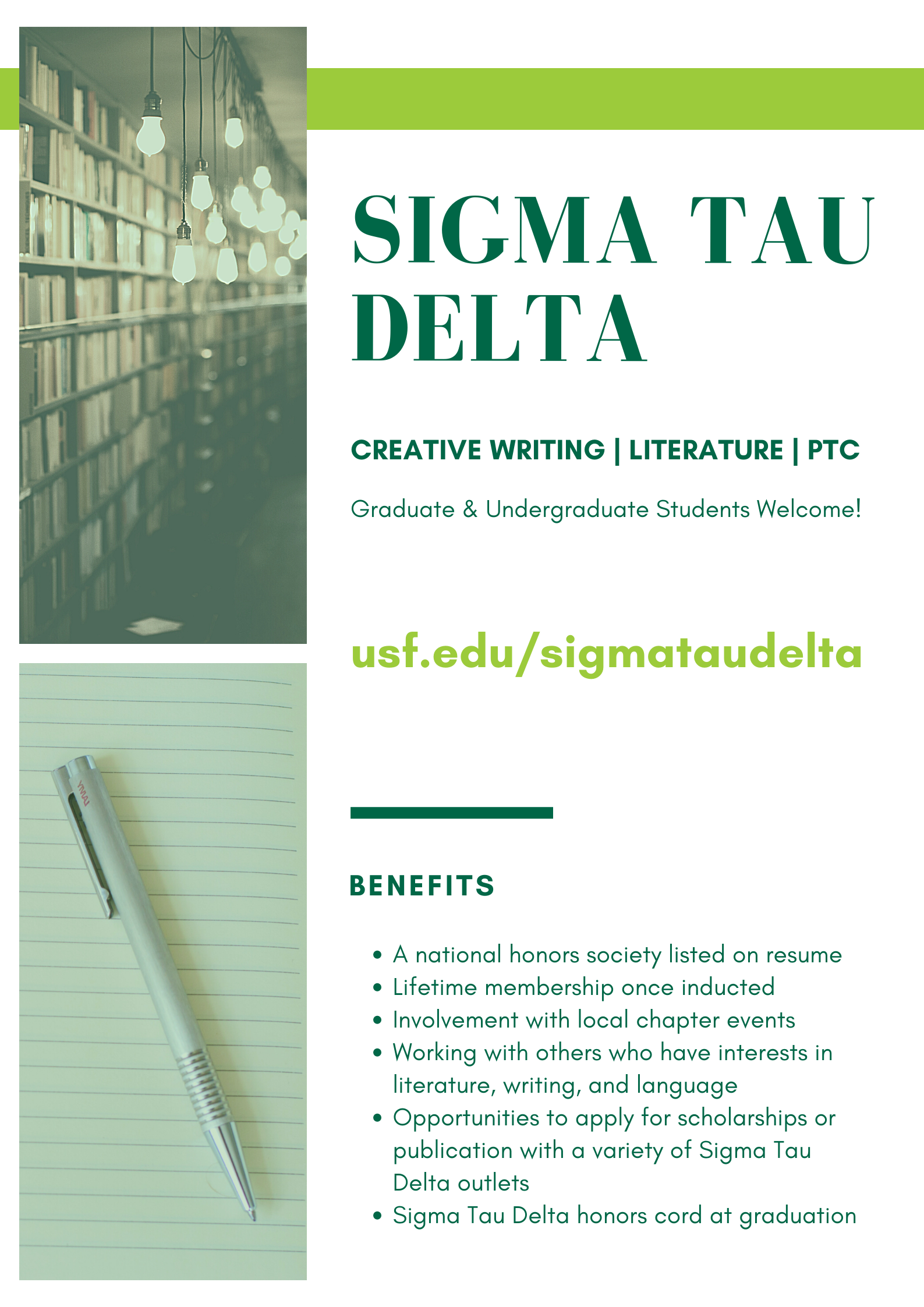 Flyer for Sigma Tau Delta