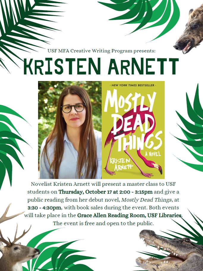 Flyer for Kristen Arnett book talk