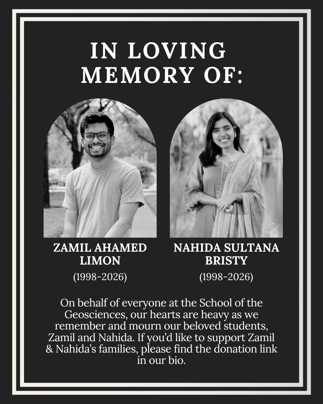 In loving memory of Zamil Ahamed Limon (1998-2026) and Nahida Sultana Bristy (1998-2026)
