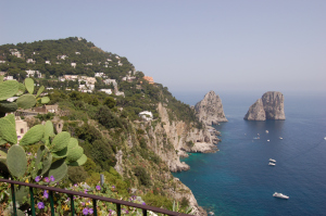 coastline of Italy with boat