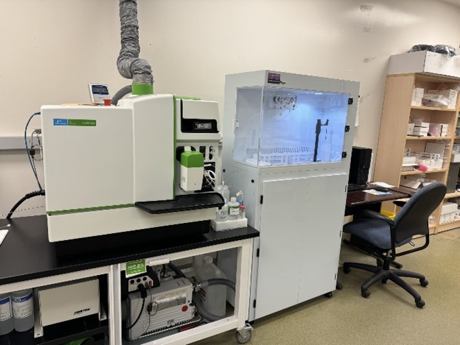 lab equipment against white wall. 