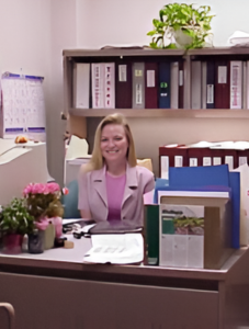 woman sitting at desk