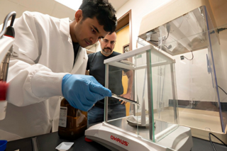 Scientist analyzing avian blood sample