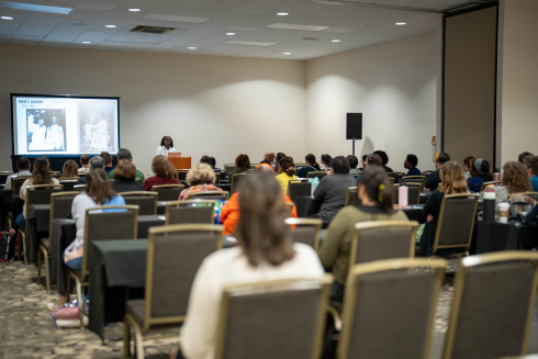 Kayla Davis, current MLIS student, presenting at the 2024 FLA Conference.