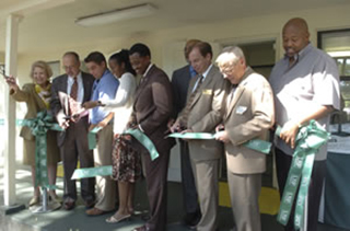 Ribbon cutting at Sanderlin Center