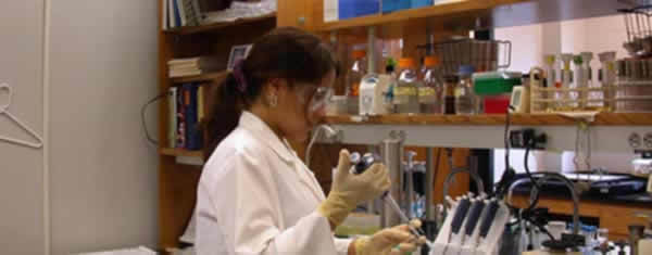 student working in lab