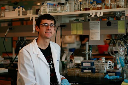 student in lab