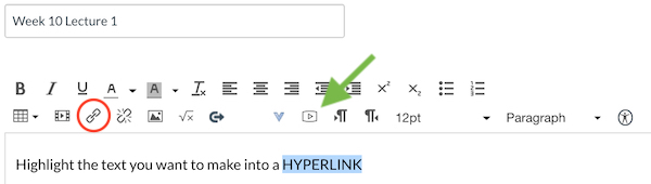 Highlight the text you want to make into a hyperlink