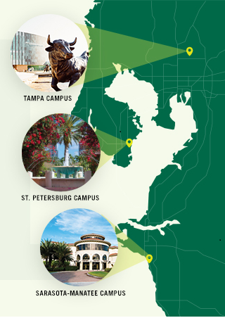 USF campus locations graphic