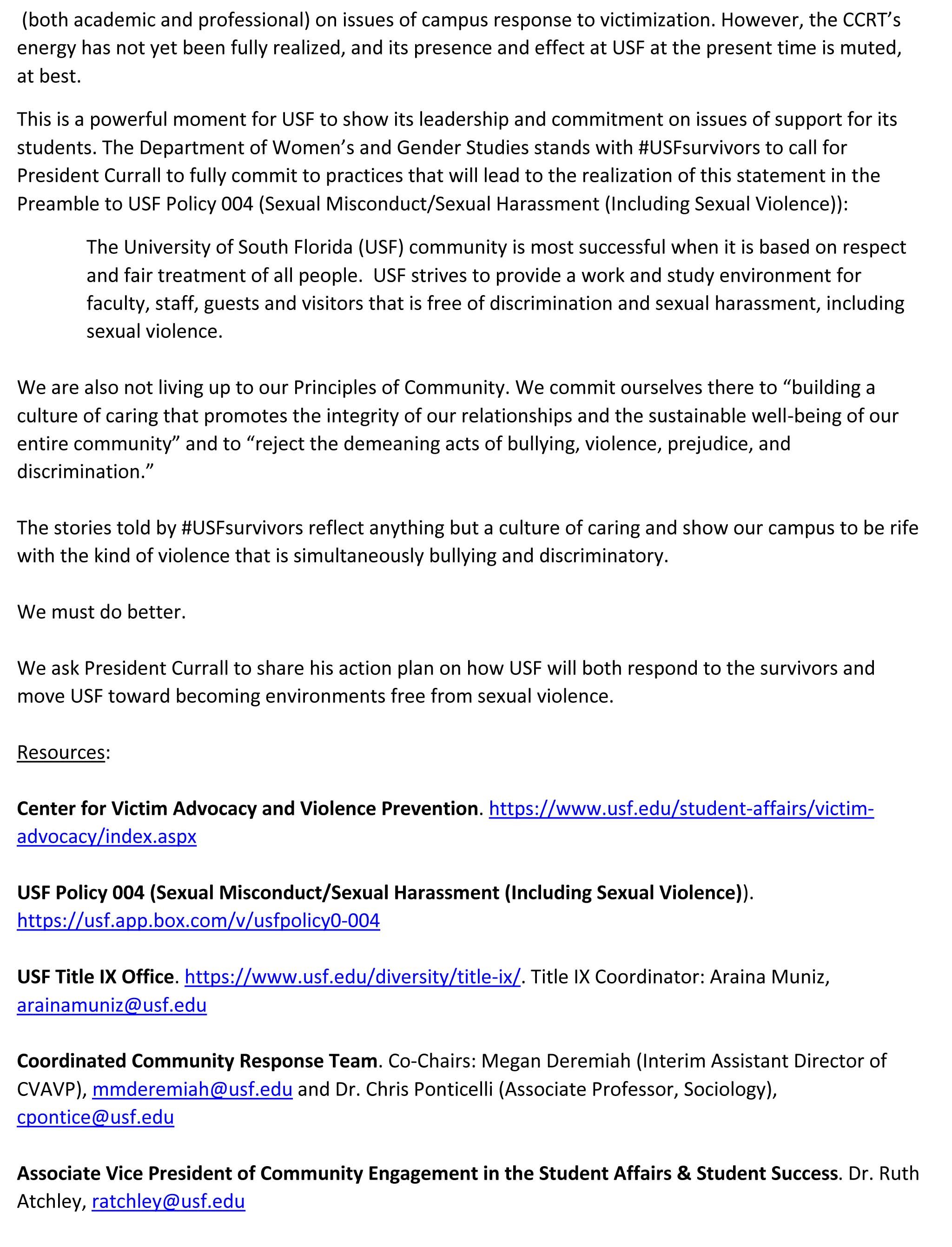 Statement on #USFSurvivors, page 2