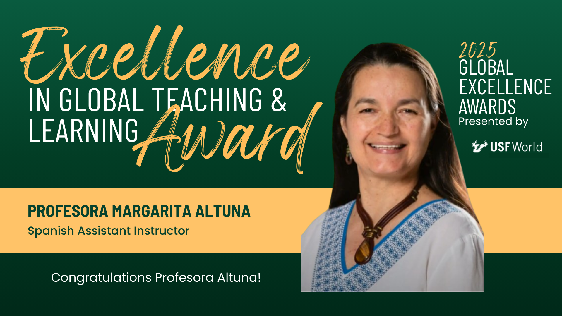Margarita Altuna - Excellence in Global Teaching & Learning Award