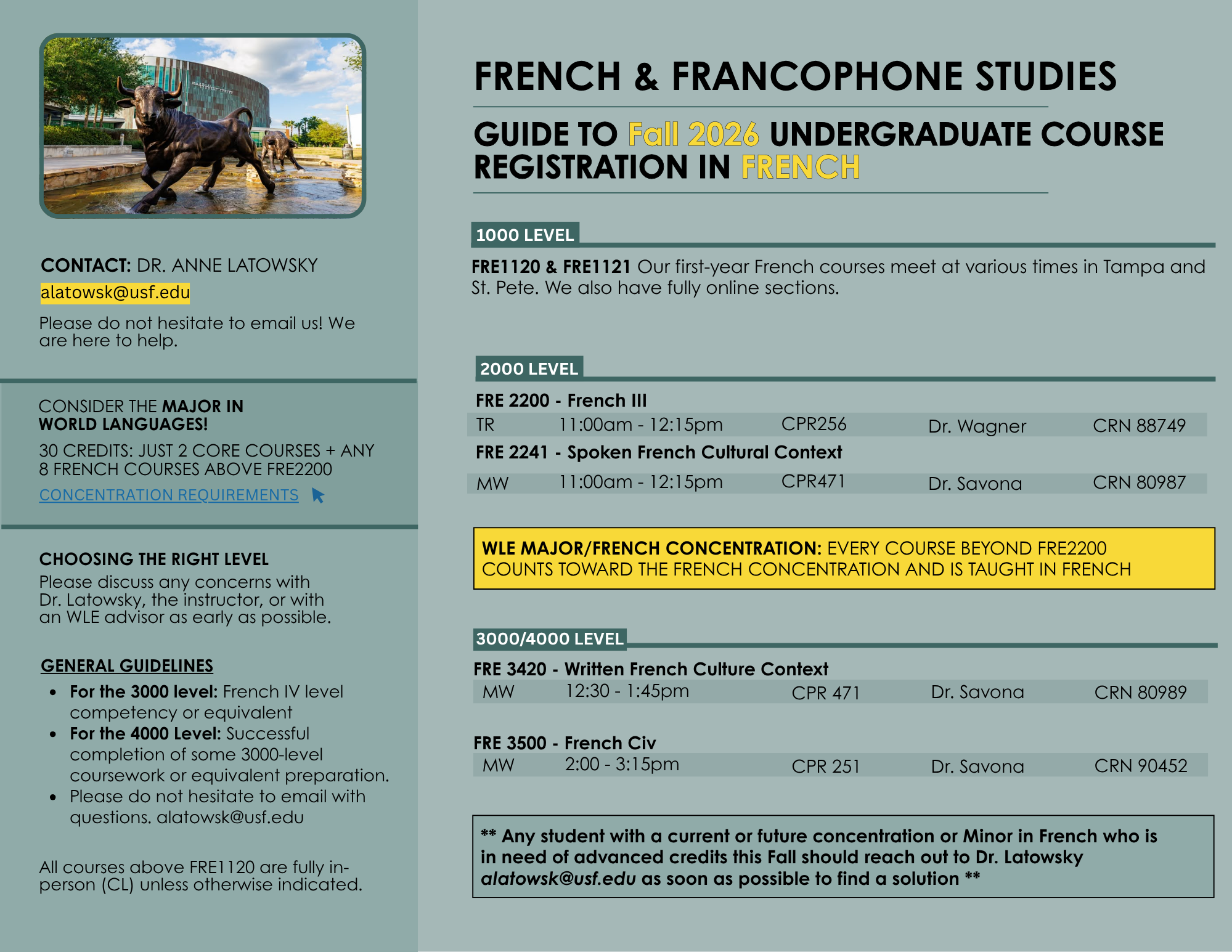 Fall 26 undergrad french registration guide